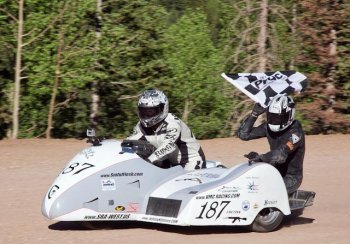 racing sidecar motorcycle victory at Pikes Peak