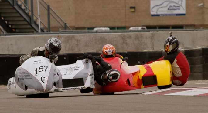 The battle for the lead was intense at Miller Motorsports Park's East Course September 2013. Photo: Jean Caestrini