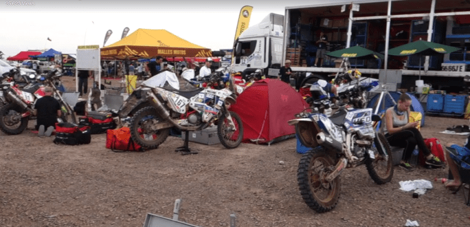 Bivouac for Malle Moto riders at the end of Stage 01, Dakar 2017.