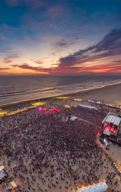 an aerial shot of the surf city blitz Beach concert and motorcyle race