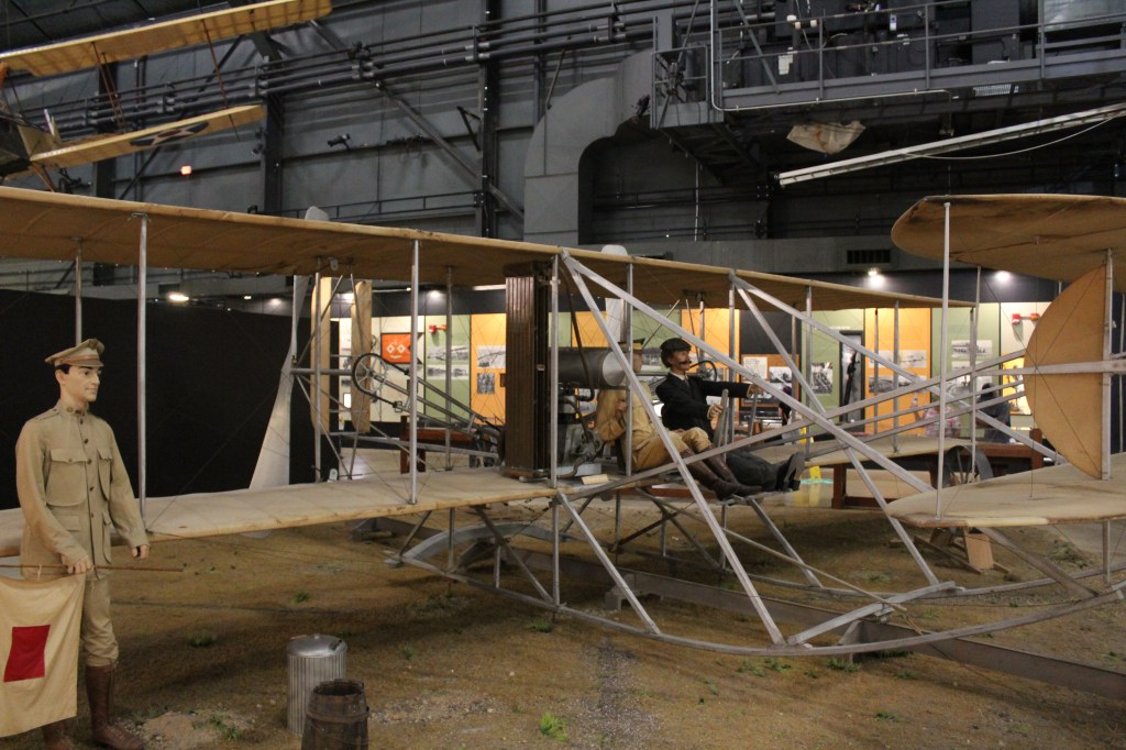 Wright Brothers Orville and Wilbur replica of Flyer B airplane in Air Forace museum
