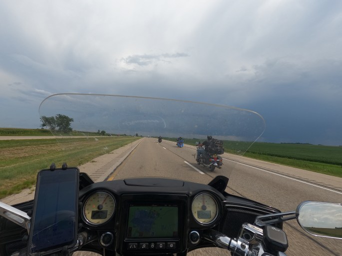 POV of a motorcycle on an open highway