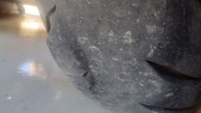 a damaged motorcycle tire