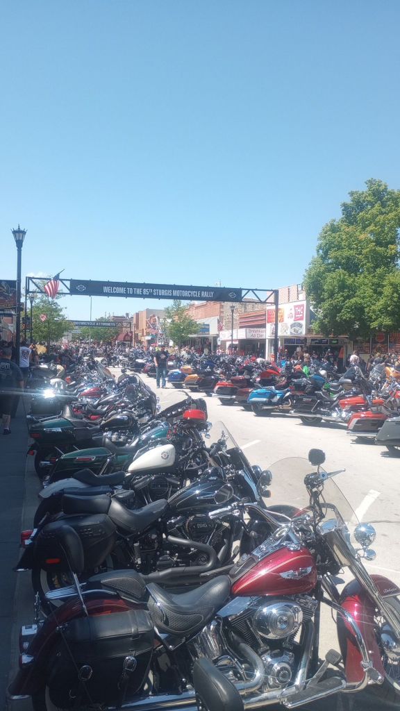 main street sturgis south dakota is full of harley davidsons during the biker rally
